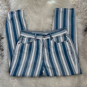 American Eagle Mom Jean in Blue and White Stripes